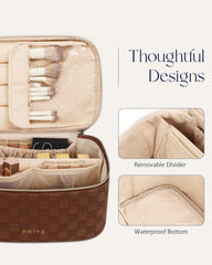 Prite makeup bag zippered dust-cover keeps contents clean during travel