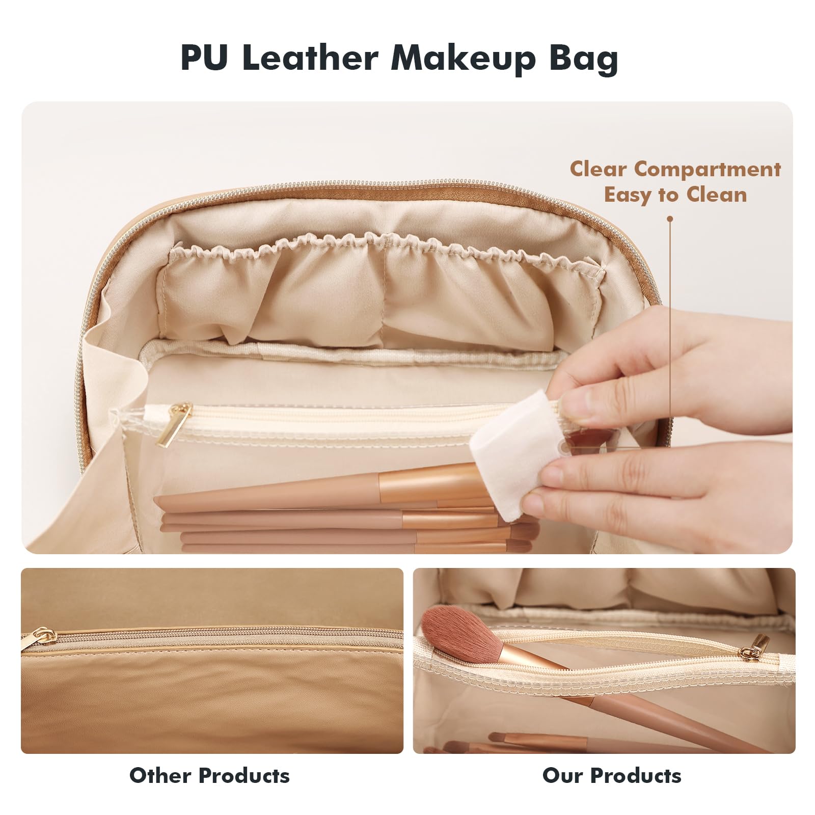 Prite makeup bag medium size dimensions for compact packing
