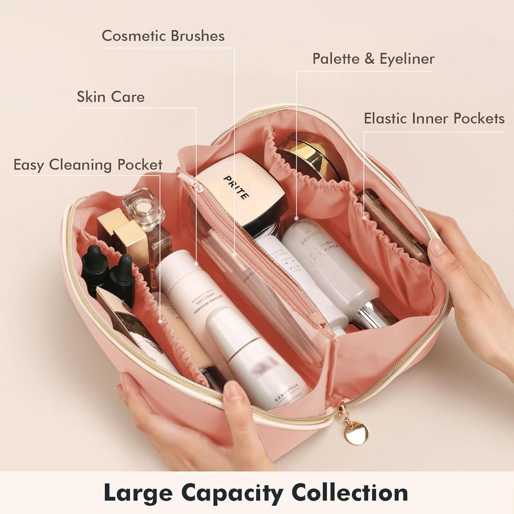 Prite Makeup Bag Padded Protection cushions brushes and bottles during travel.