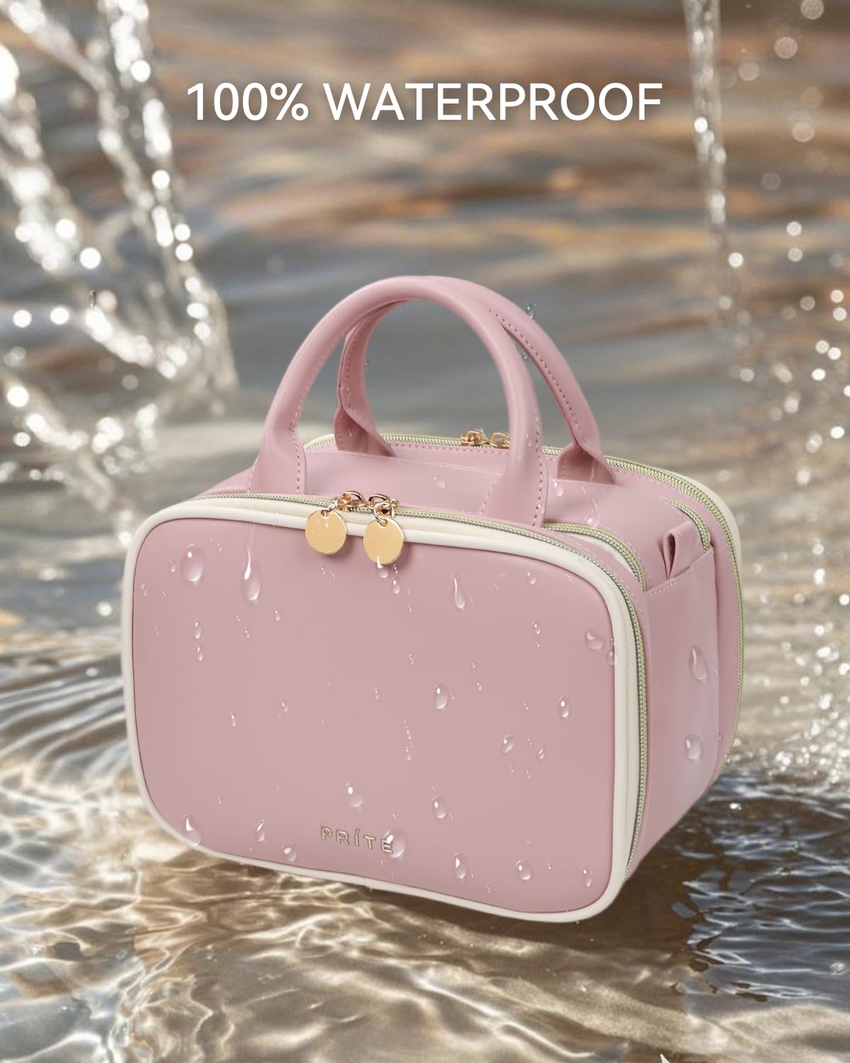 Prite makeup bag pink protective packaging makes gifting easy.