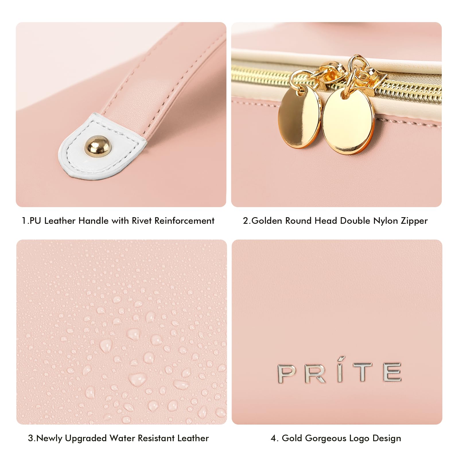 Prite Makeup Bag Soft-Grip Handle enhances carrying comfort.