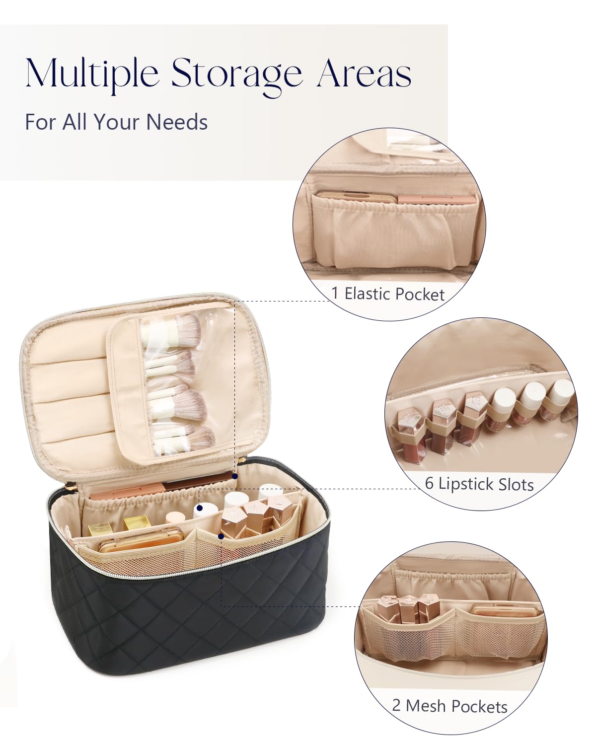 Prite makeup bag translucent brush cover enables easy cleaning and dust resistance.