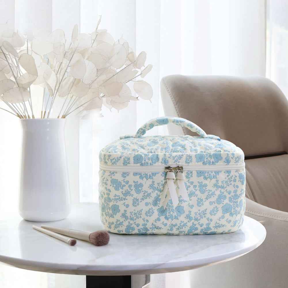 Prite makeup bag travel organization keeps cosmetics neatly separated on trips