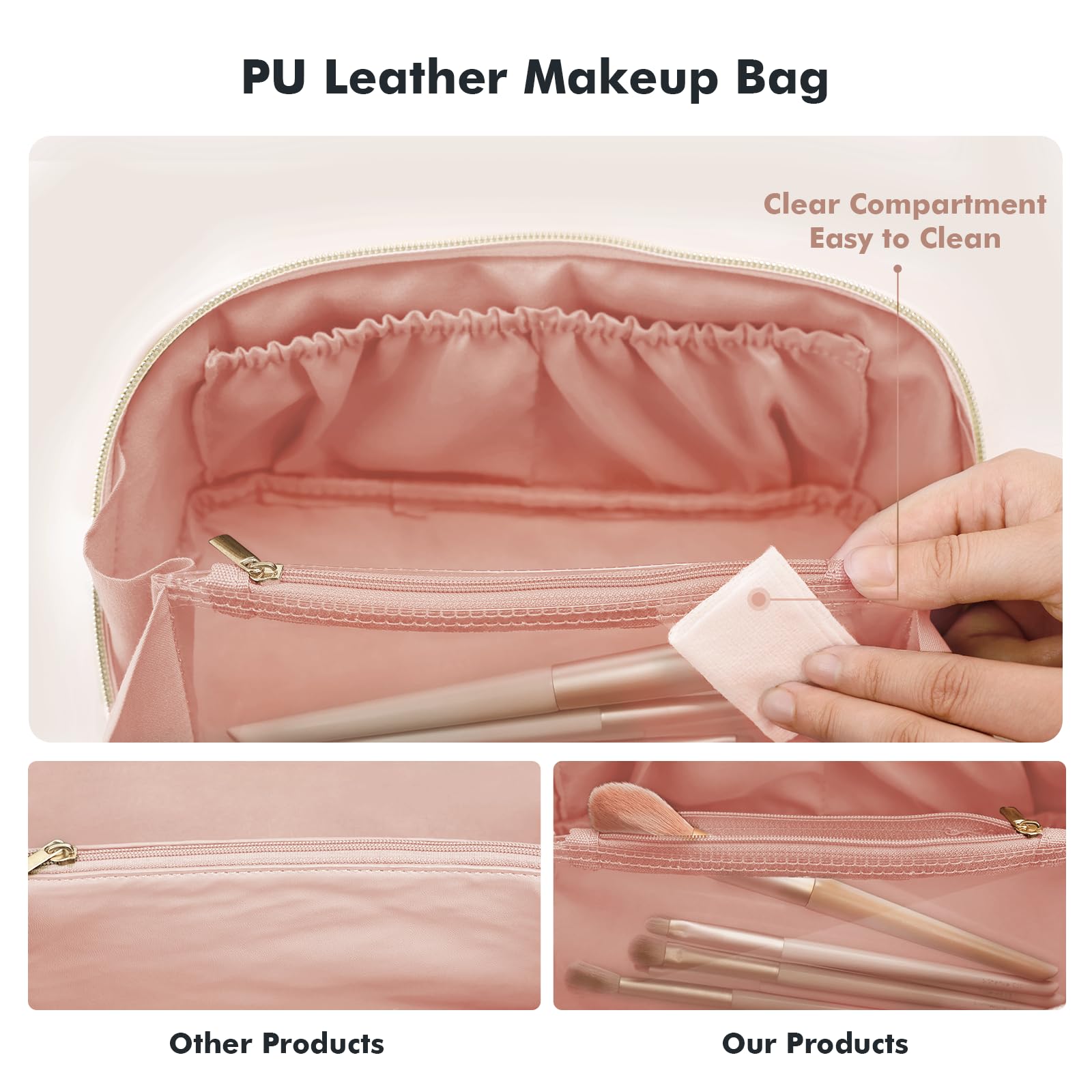 Prite Makeup Bag Travel-Ready sizes for versatility between medium and large.