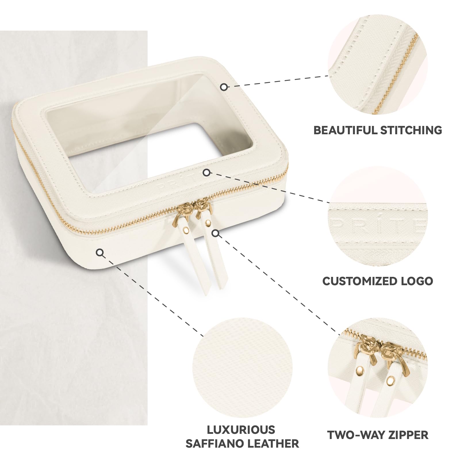 Prite Makeup Travel Organizer waterproof feature keeps belongings protected during trips.