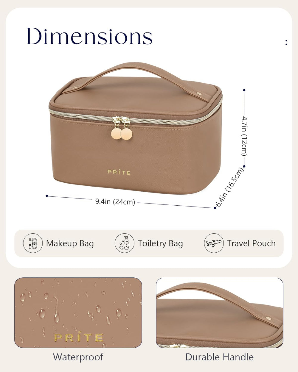 Prite bag's mesh pockets and elastic pocket offer versatile storage options