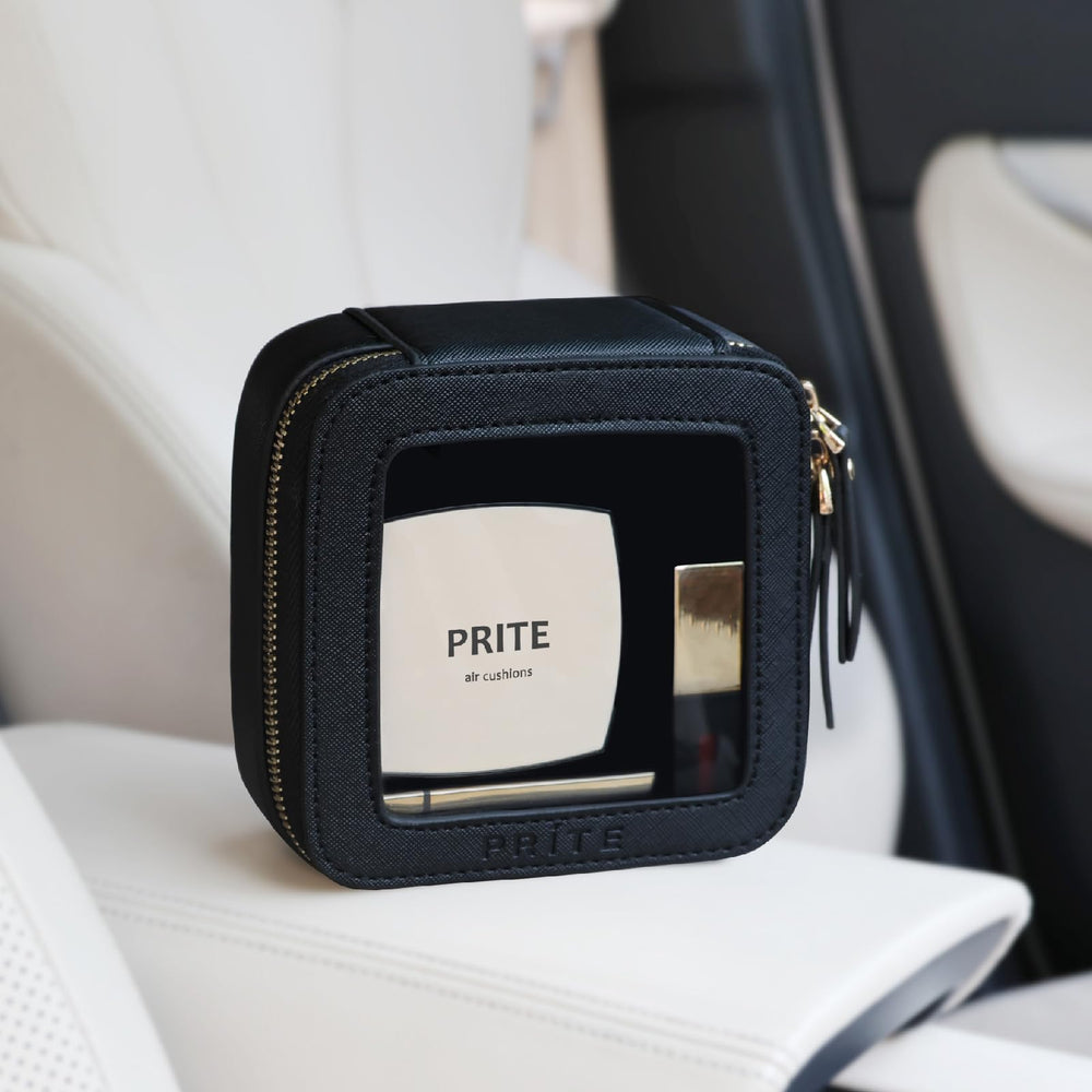 Prite mini clear makeup bag vegan leather look, durable stitching