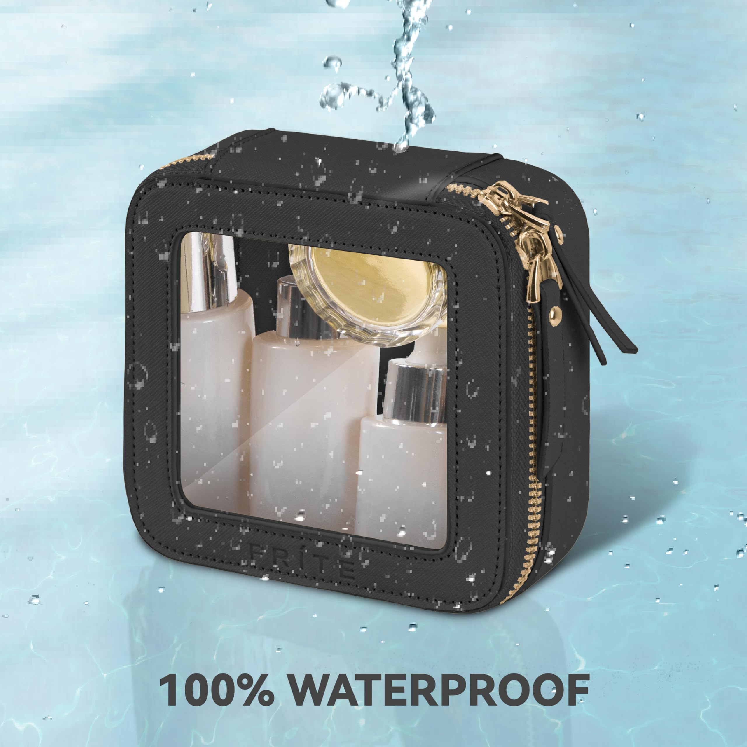 Prite mini clear makeup bag waterproof material, effortless wipe-clean surface