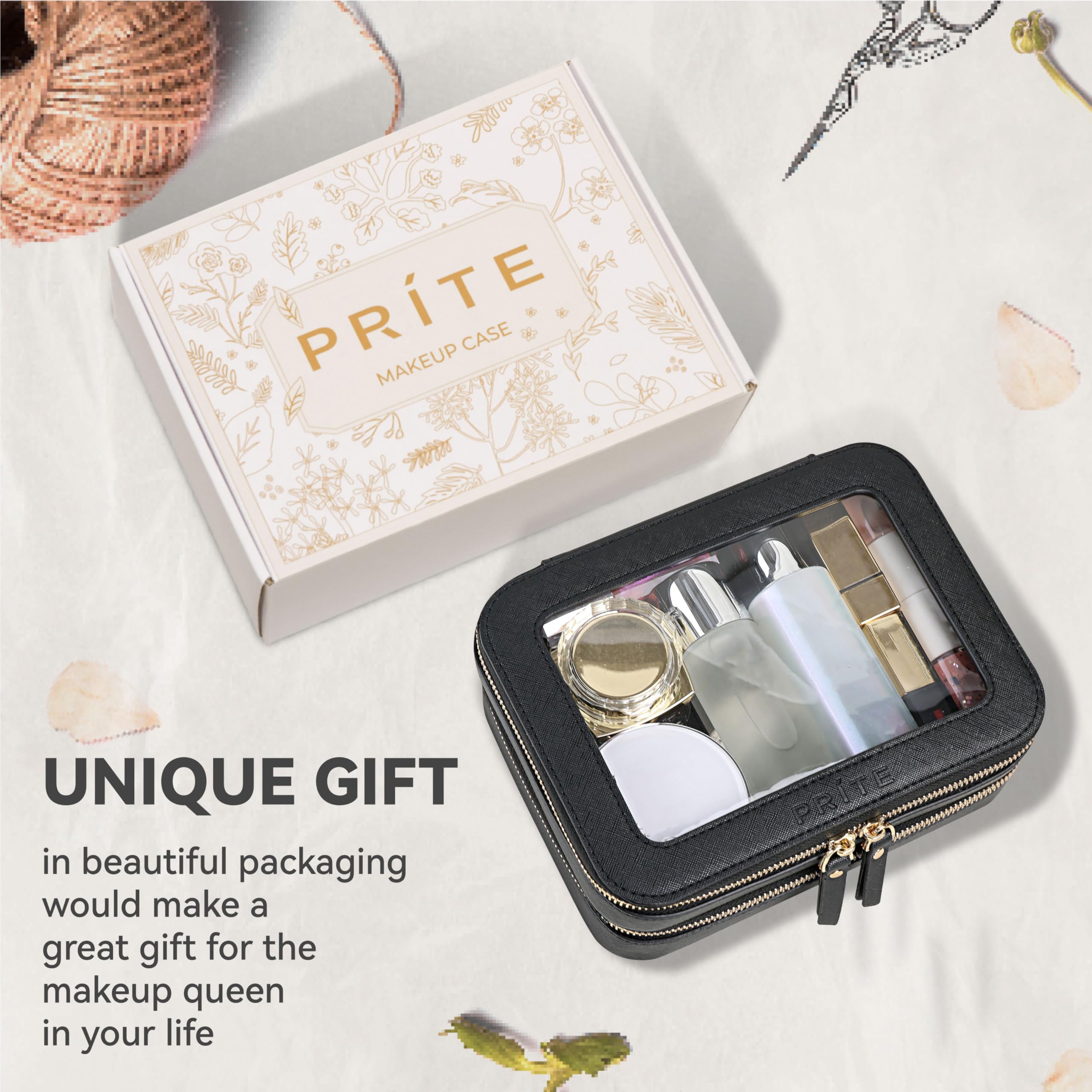 Prite polished hardware adds luxury and durable zippers.
