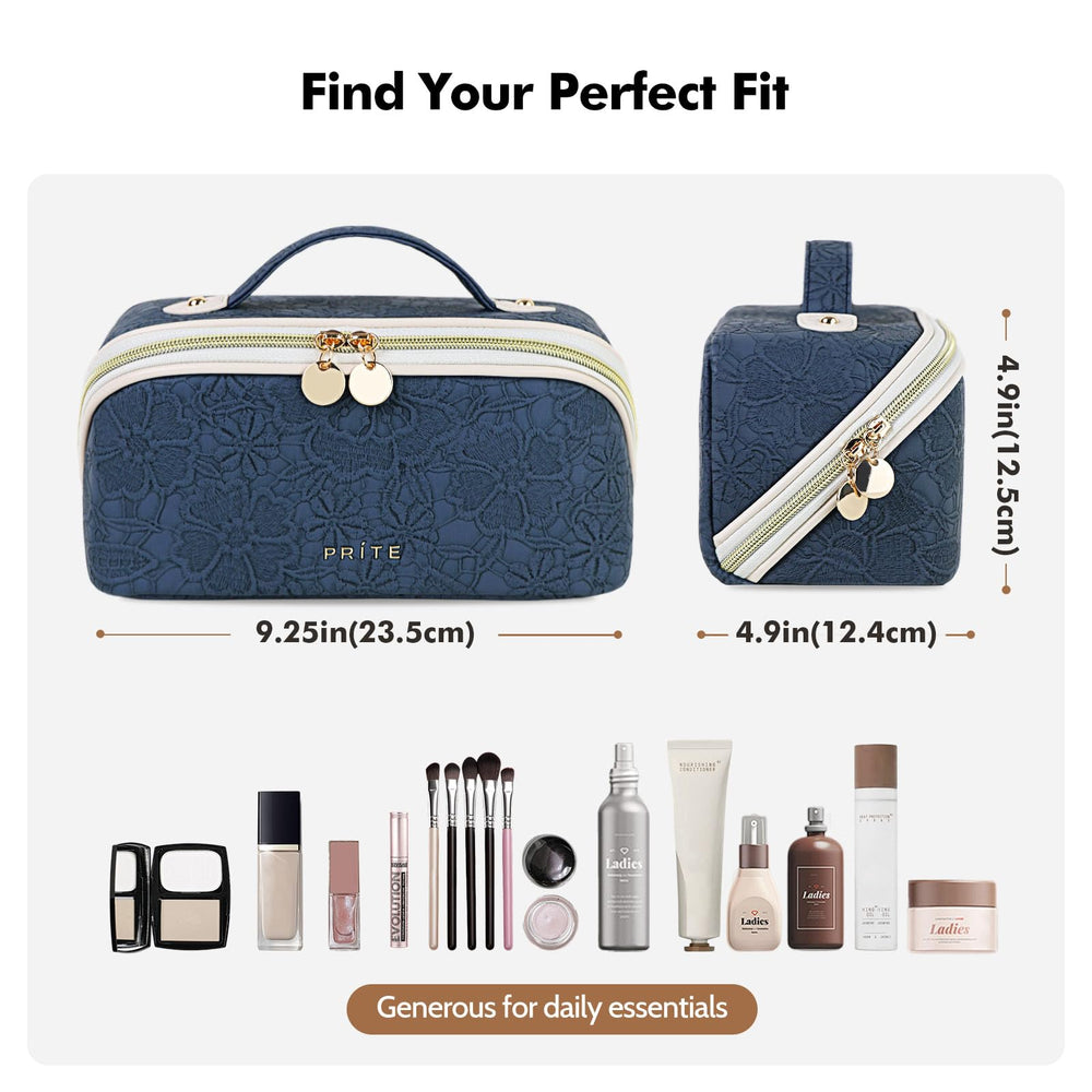 Prite travel bag blue flower side profile highlights durable structure and soft-grip handle