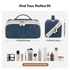Prite travel bag blue flower side profile highlights durable structure and soft-grip handle