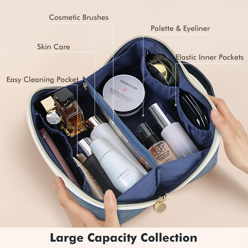 Prite blue flower bag with handle ready for airport security and on-the-go use