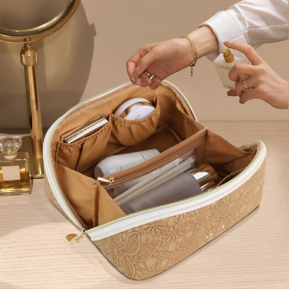 Prite brown flower design bag suits stylish travelers.