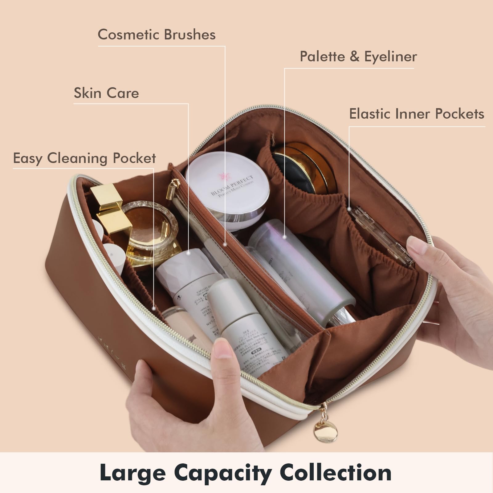 Prite vegan leather close-up highlights water-resistant material for quick cleanup