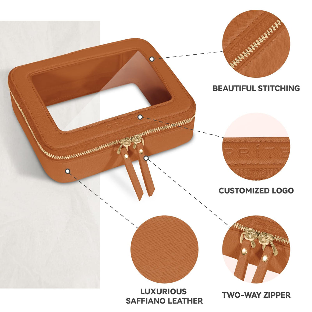 Prite travel makeup bag designed to store brushes, cosmetics, and chargers.