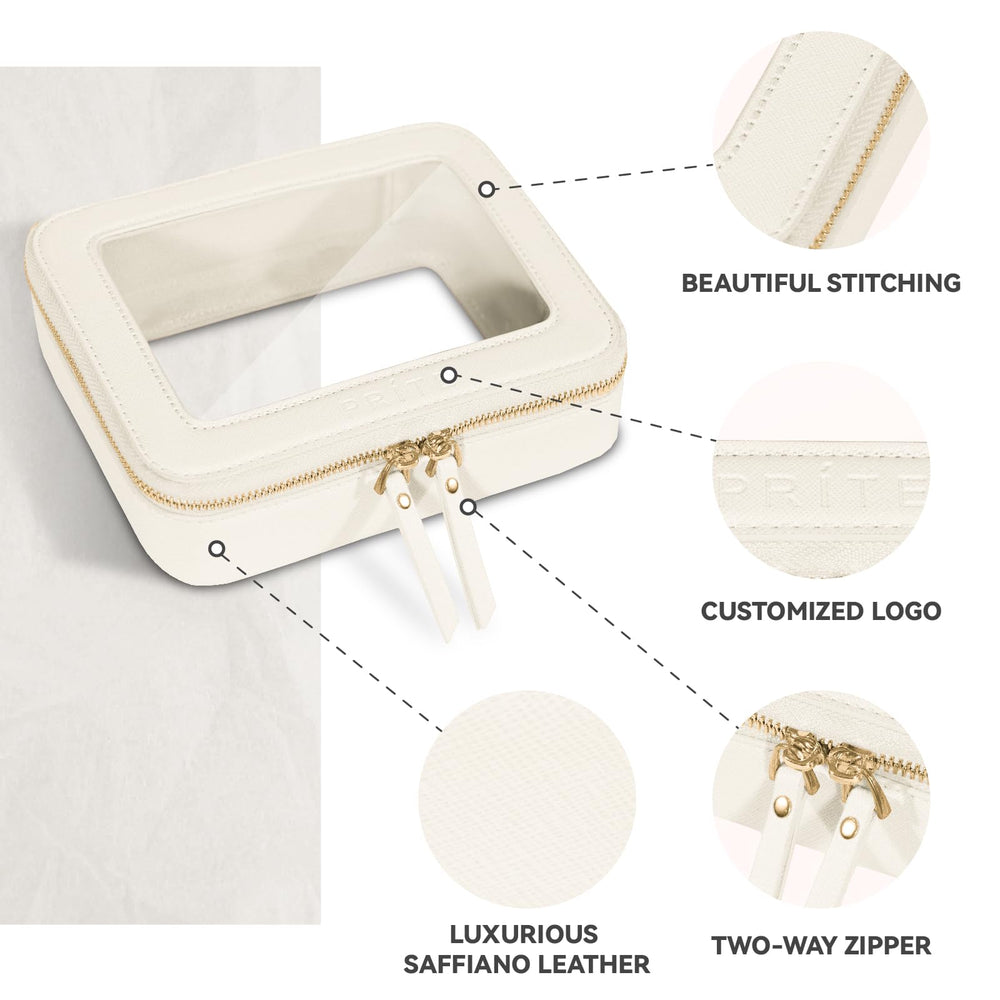 Prite travel makeup bag spacious interior for cosmetics and skincare.
