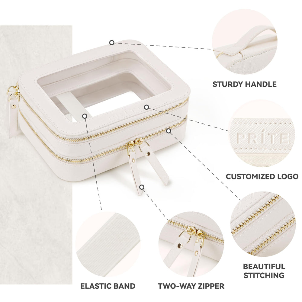 Prite waterproof makeup bag cleans easily with a quick wipe.