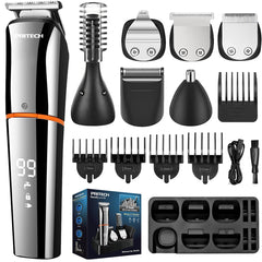 PRITECH 6in1 beard trimmer kit with versatile attachments for precise beard and hair styling.