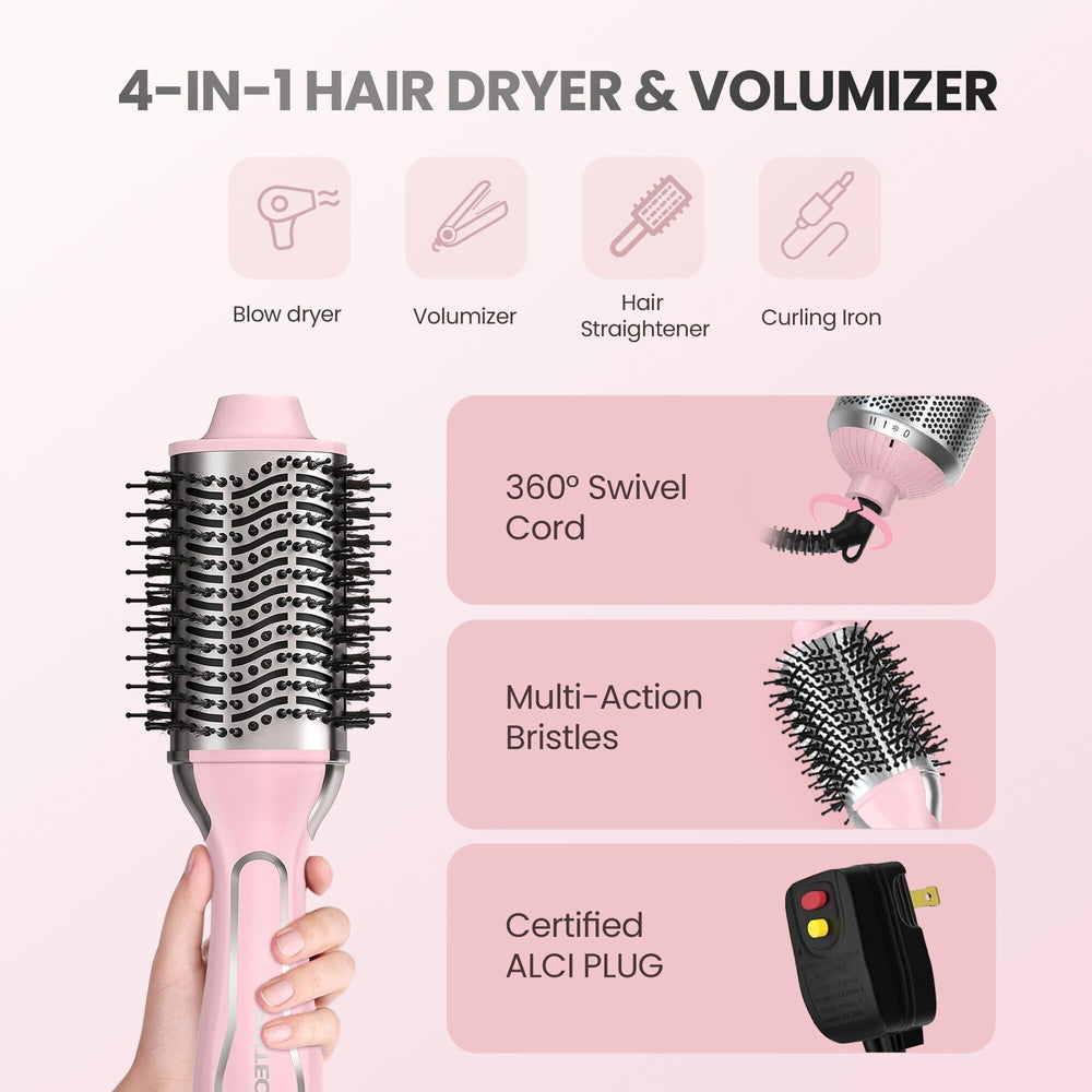 PRITECH adjustable heat settings help protect hair during styling.