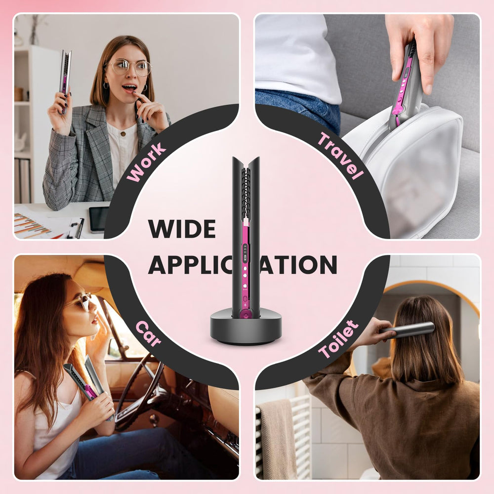 PRITECH compact travel-size styling device ideal for cars and quick events.