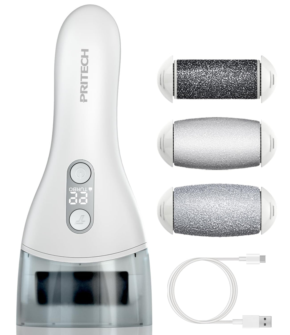 PRITECH electric callus remover kit with large battery display aiding long sessions