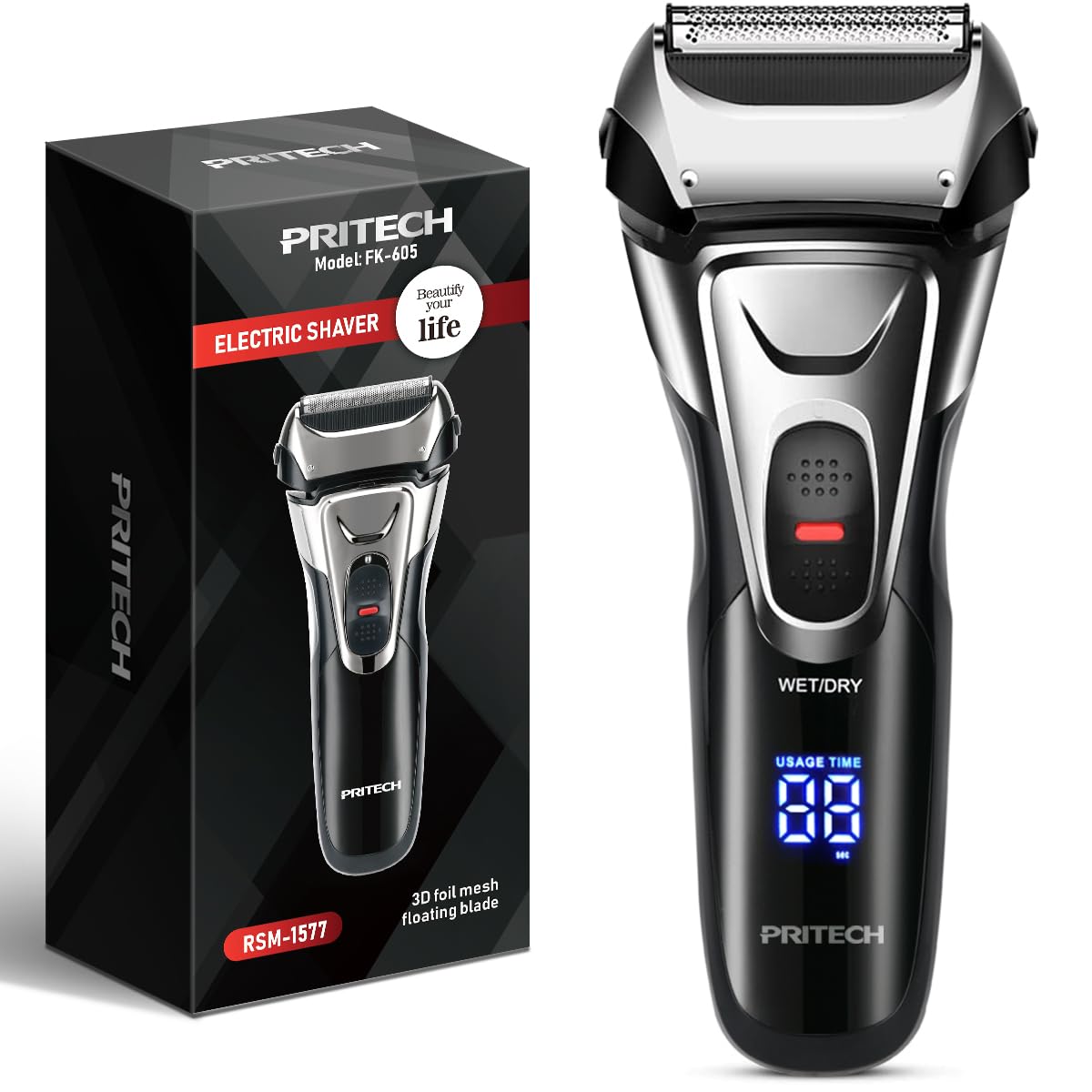PRITECH Electric Razor face-trimmer for precise beard detailing on the go.