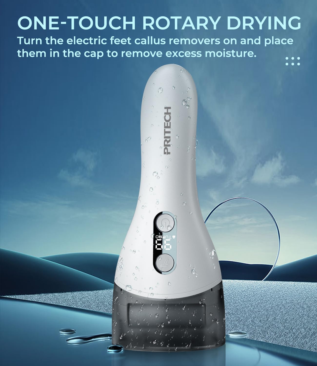 PRITECH ergonomic compact foot file designed for comfortable home use