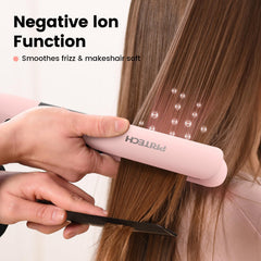 PRITECH flat iron LED display shows precise heat settings for tailored styling