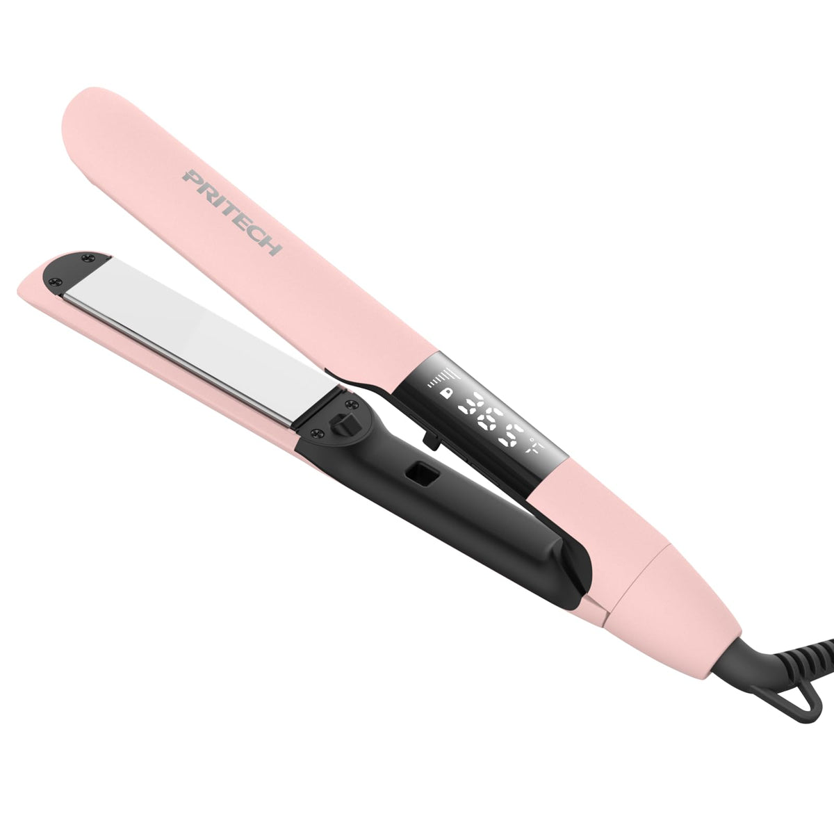 PRITECH flat iron titanium plates close-up for smooth glide and reduced snag