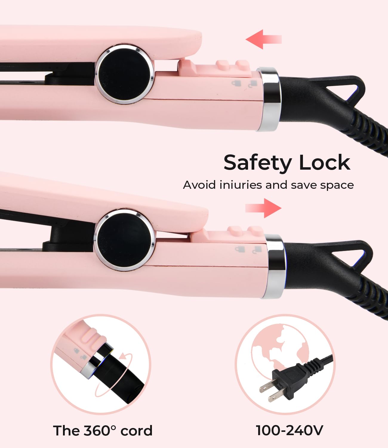 PRITECH Flat Iron travel-lock design keeps it secure during trips.