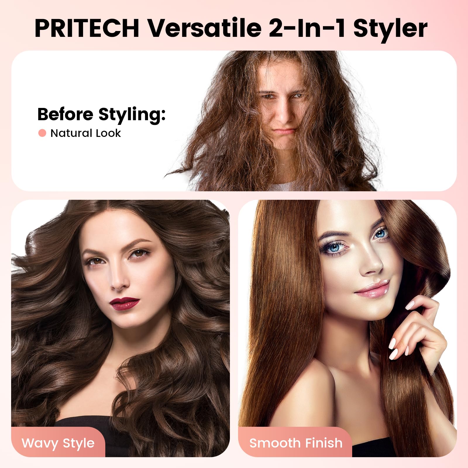 PRITECH flat iron wide voltage 100-240V suited for travel styling