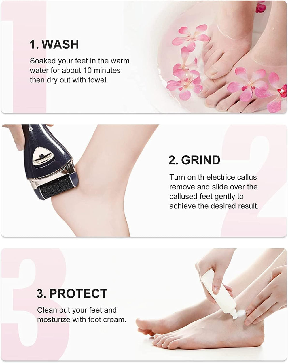 PRITECH electric foot callus remover gift-pack image conveys ideal at-home spa gift.