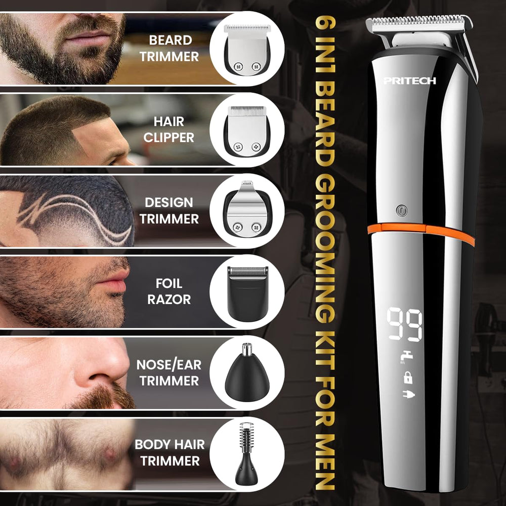 PRITECH waterproof IPX6 trimmer for versatile wet or dry grooming.