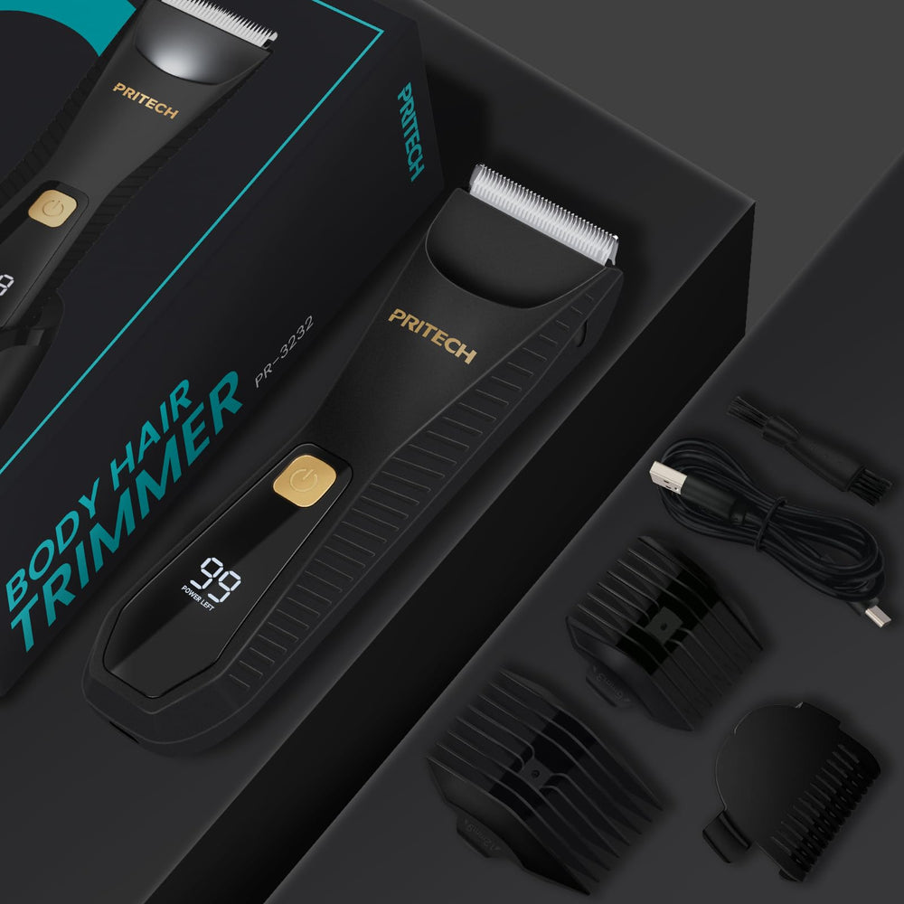 PRITECH compact black trimmer ideal for everyday grooming.