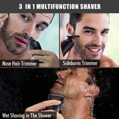 PRITECH electric razor contour adaptation hugs jaw and neck for even results