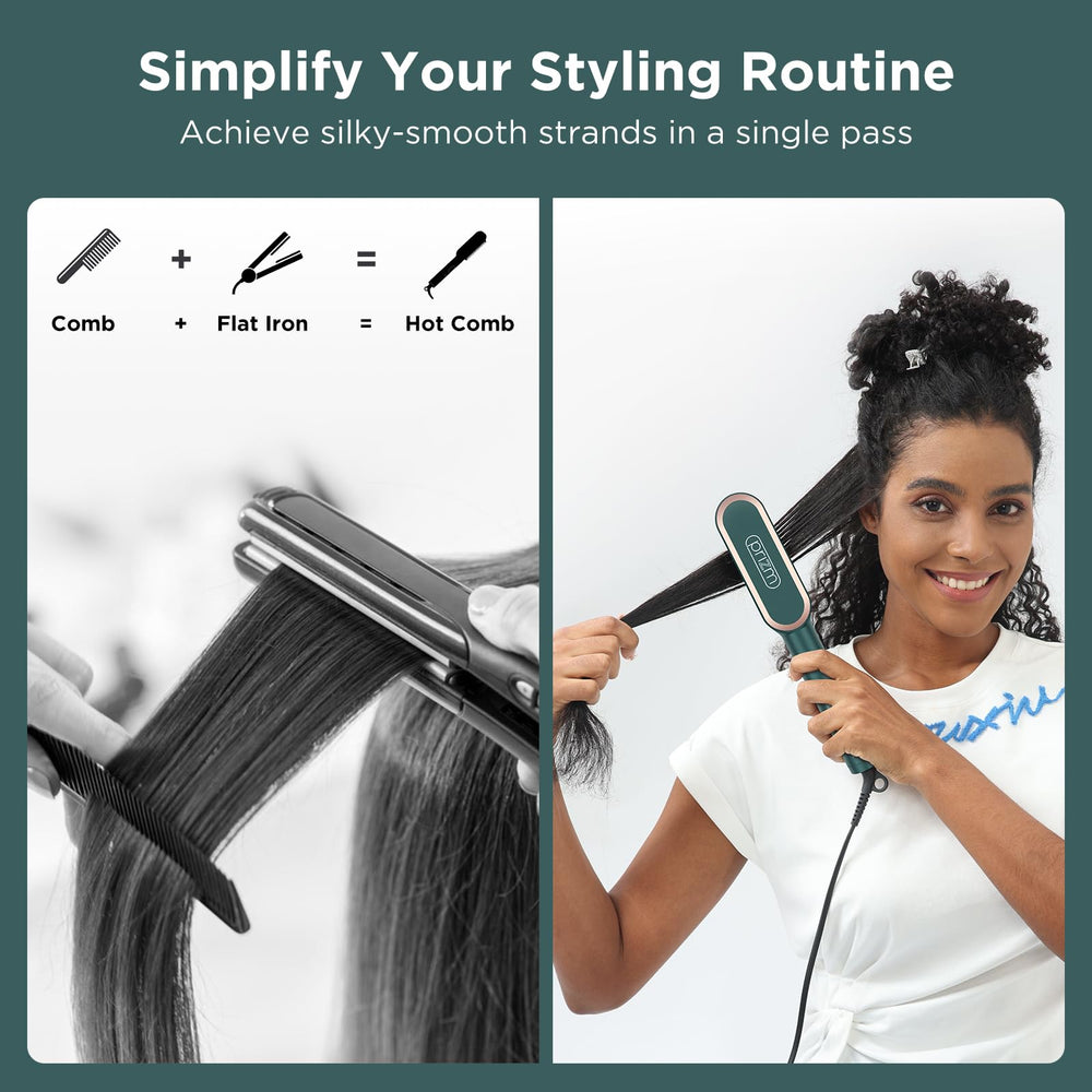 Prizm straightener brush highlights keratin ceramic coating for gentle, even heat.