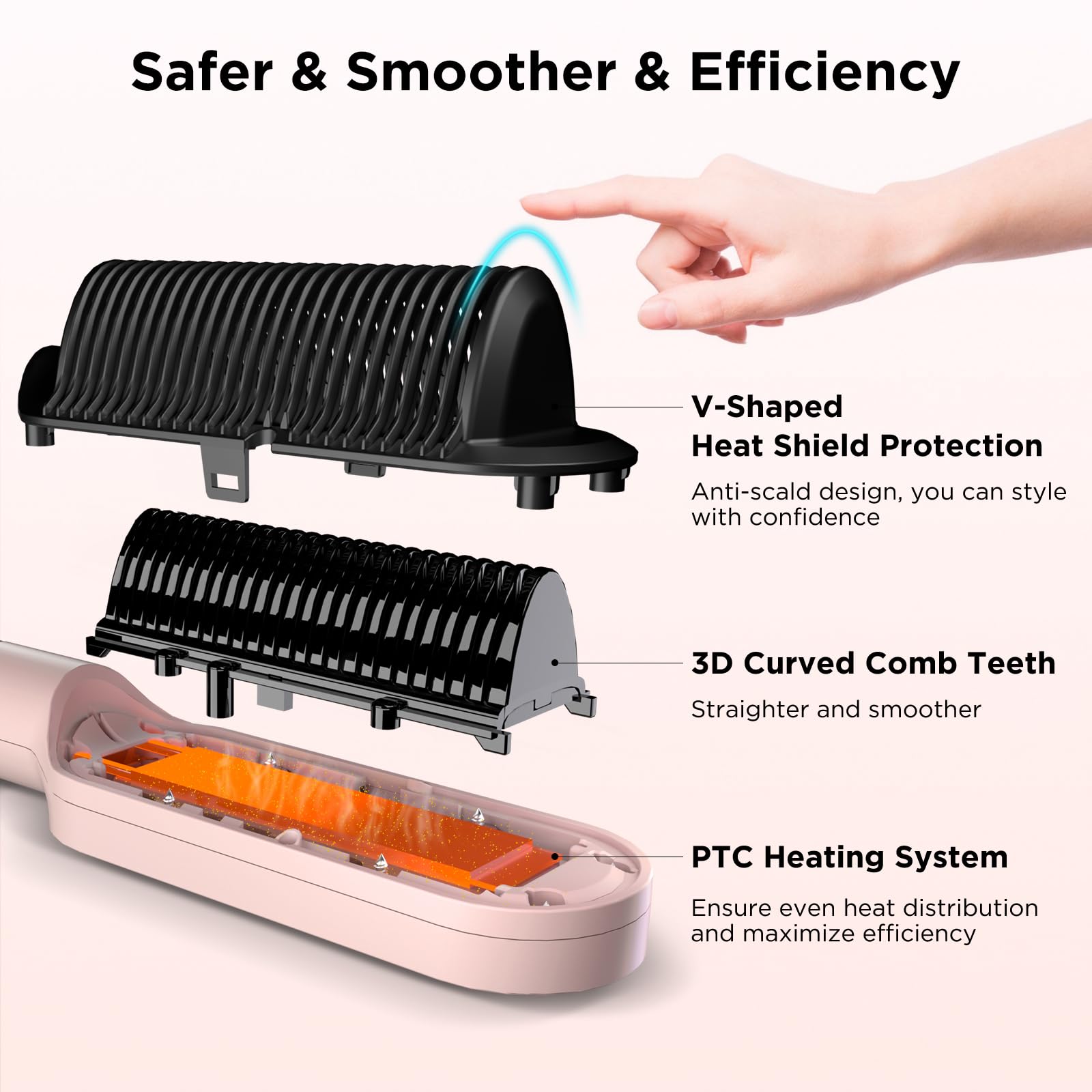 Prizm hair straightener brush keratin coating enhances safety and shine