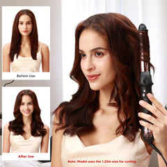 Prizm rotating curling iron auto-shutoff enhances safety during longer sessions.