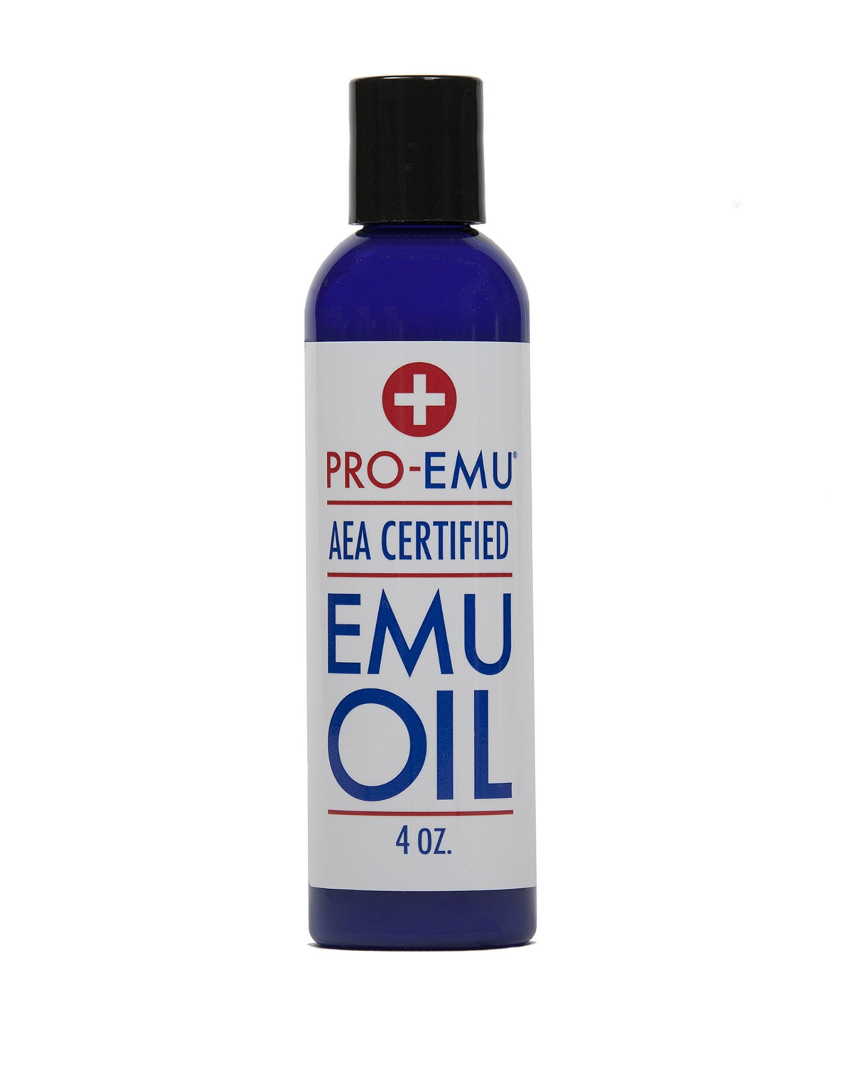 Pro Emu Oil 4oz bottle showing pure, natural moisturizer for face, skin and hair care