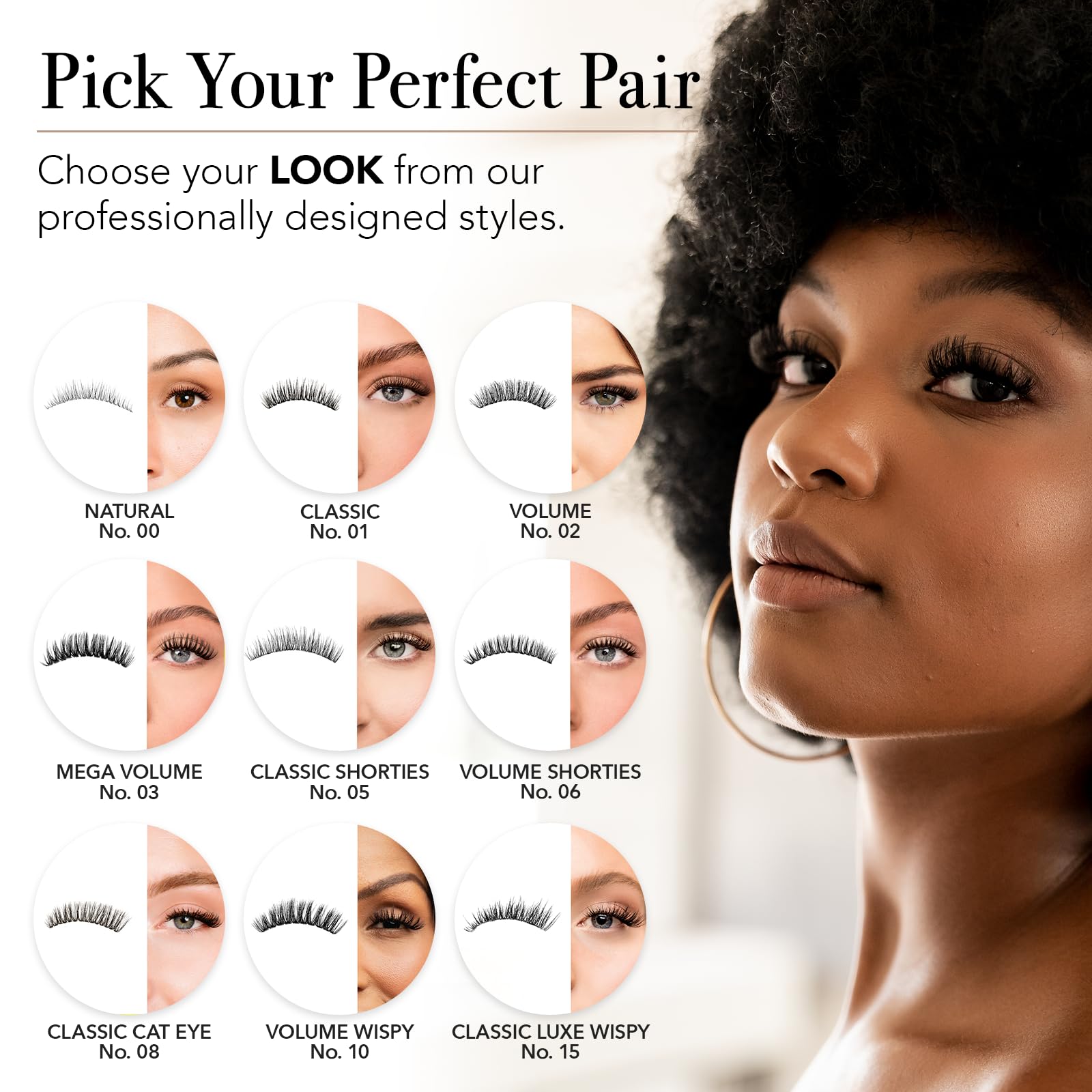 Pro Lash SoftWear three-sets-lashes display—versatile densities and lengths for styling.