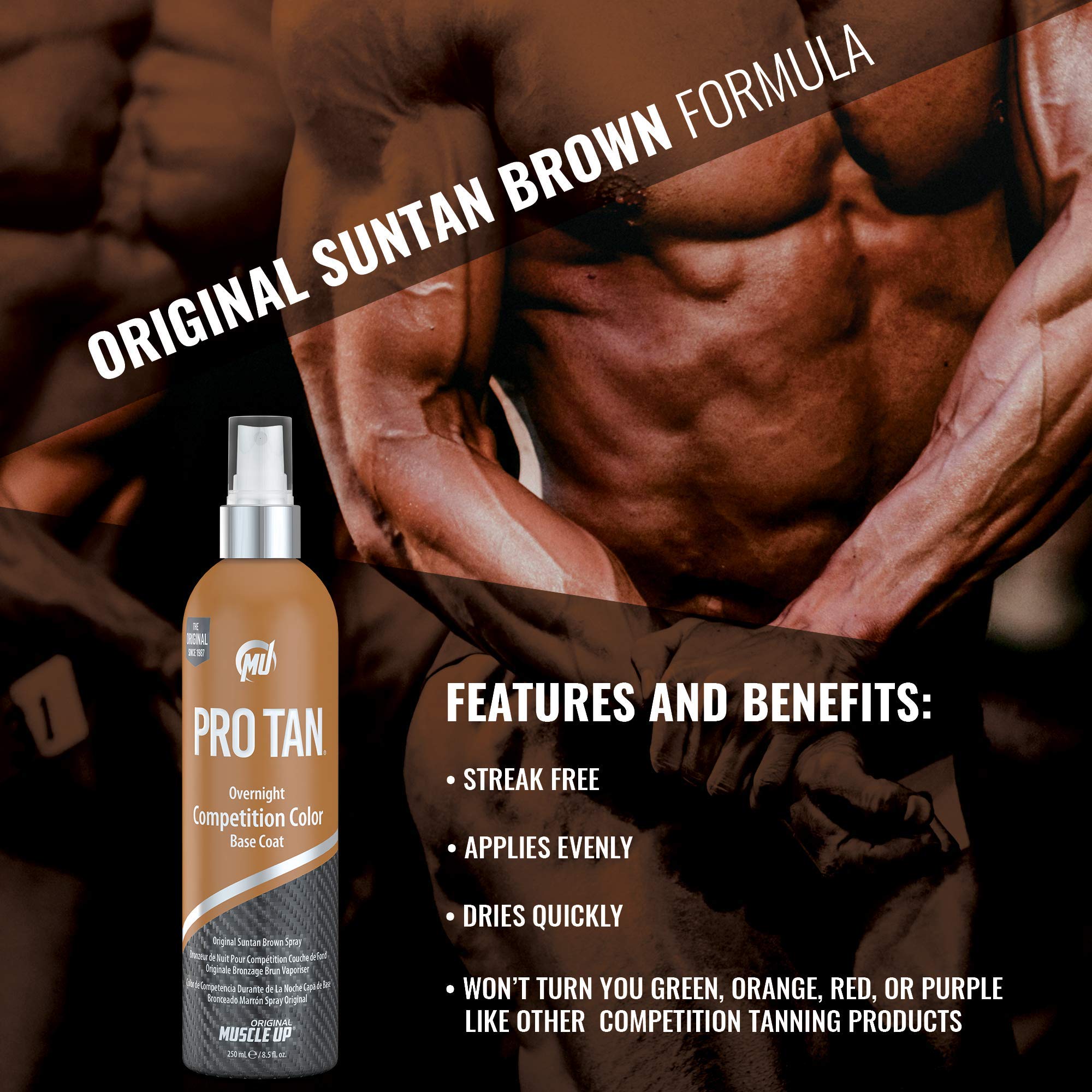 Pro Tan Overnight Competition Color packaging emphasizes a non-sunscreen formula for confident, flexible use.