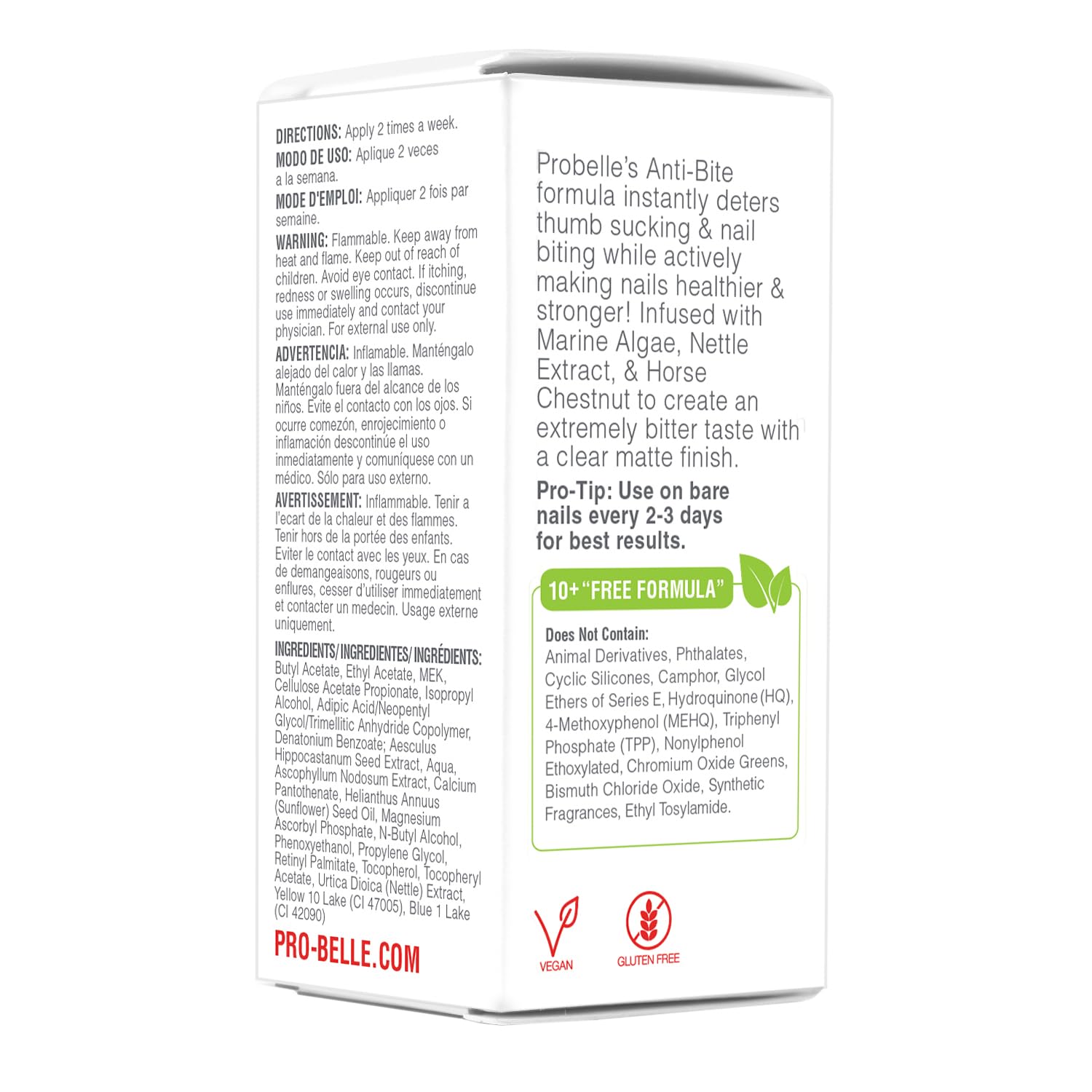 Probelle Anti-Bite detailed label notes Vitamin E and ingredients