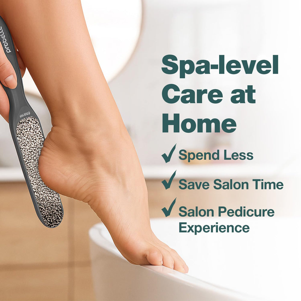 Probelle double-sided foot file in use on heel for quick smoothing