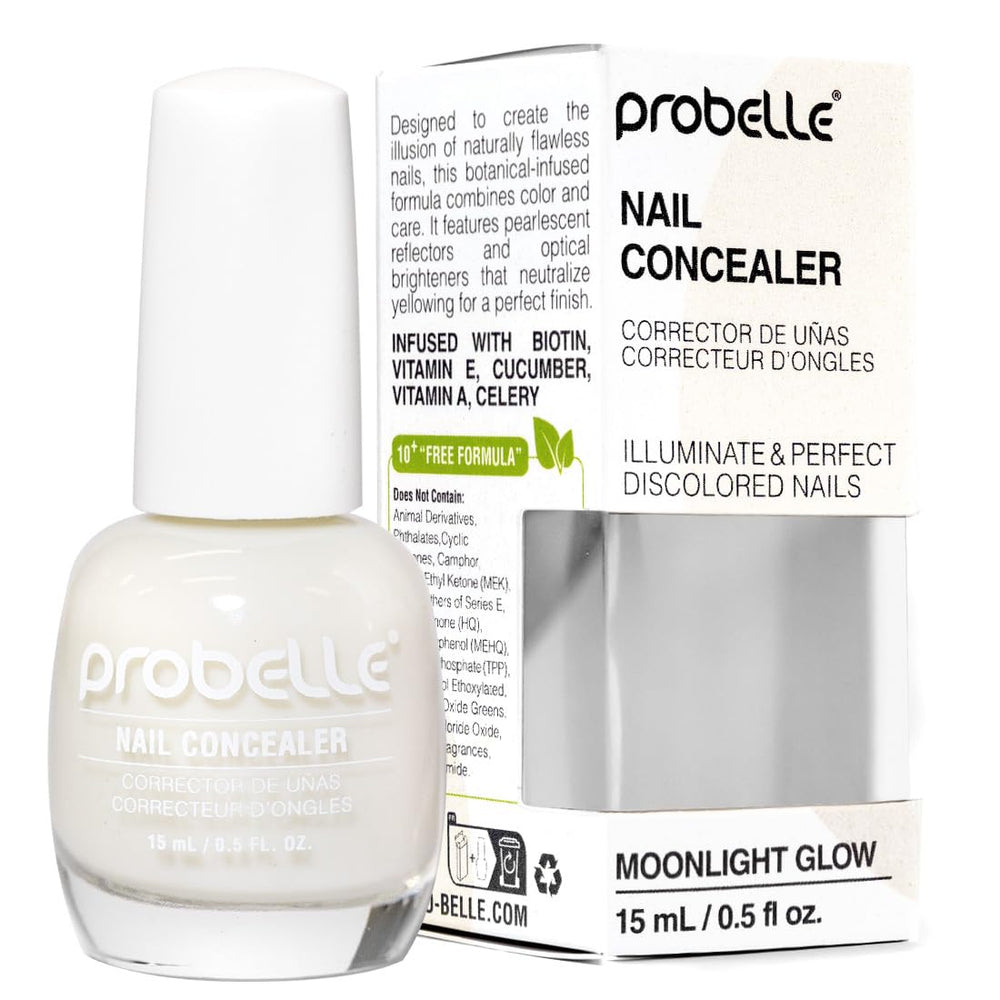 Probelle Illuminating Nail Concealer bottle-display shows radiant finish for brighter nails