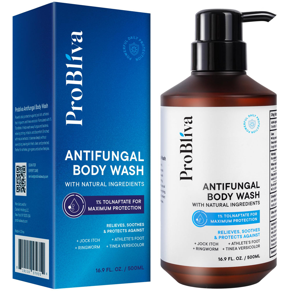ProBliva Antifungal Body Wash bottle with 1% Tolnaftate for daily skin defense
