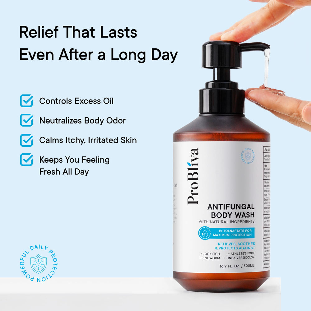 ProBliva Antifungal Body Wash after-workout scene for odor control