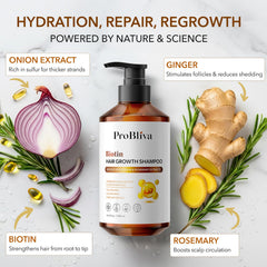 ProBliva Biotin Rosemary Shampoo scalp-care focus emphasizes balanced oils for calmer scalp