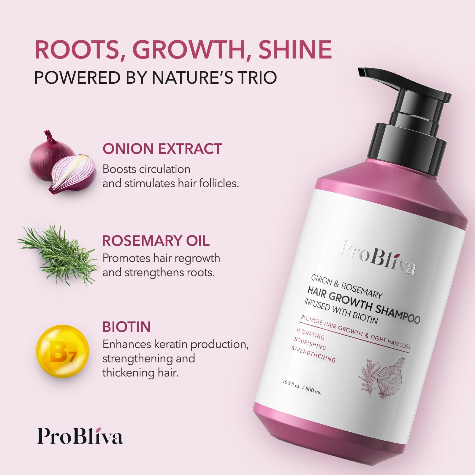 ProBliva onion-rosemary-shampoo scalp-application shows nourishing scalp care