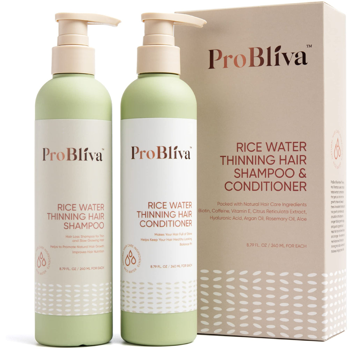 ProBliva Rice Water Shampoo bottle for stronger, fuller hair and healthier scalp.
