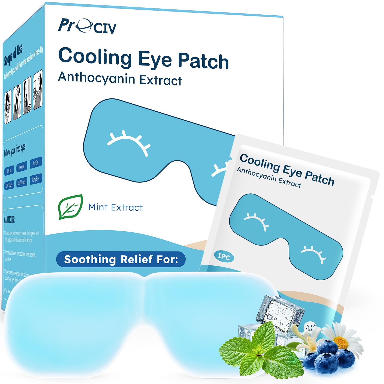 ProCIV 20-pack cold eye mask box delivers quick cooling relief for tired eyes.